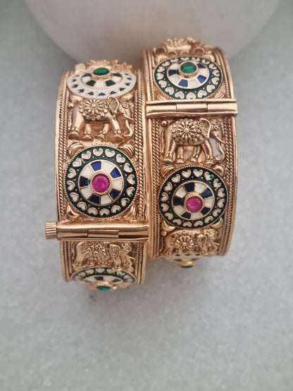 Pair of Elephant Design Kada Bangles